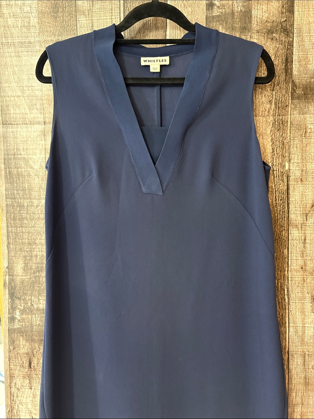 Whistles Navy V-Neck Sleeveless Shift Dress-Sz. 4